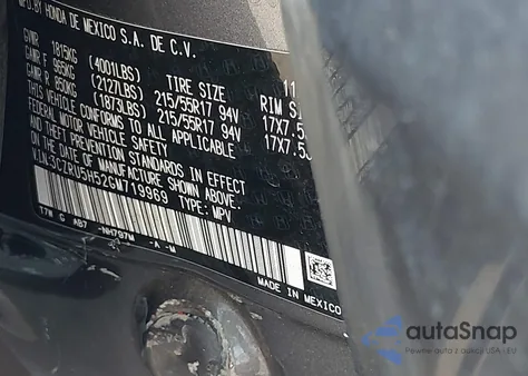 2016 Honda Hr-V Ex from USA, damaged, VIN 3CZRU5H52GM719969